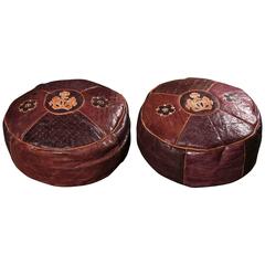 Pair of Leather Floor Cushions