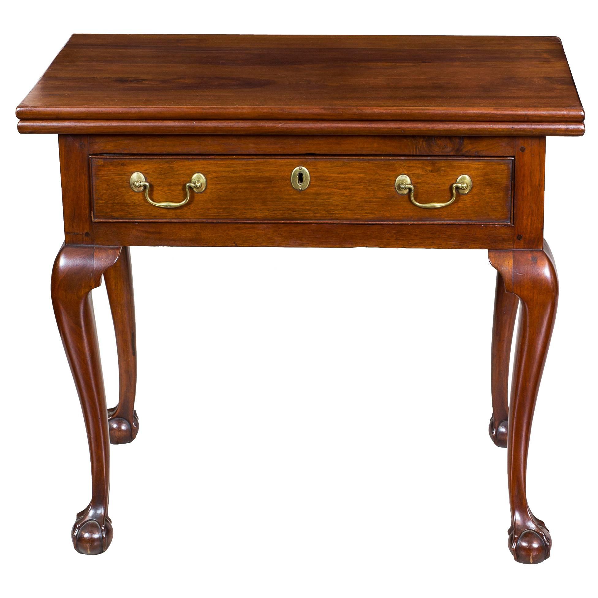 Walnut Chippendale Card table with Full Drawer and Claw and Ball Feet, Philadelp For Sale
