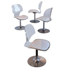 Set of Four Molded Lucite Dining Chairs, 1970s 