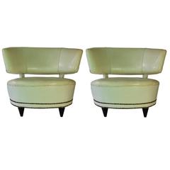Pair of Gilbert Rohde Vinyl Lounge Slipper Chairs