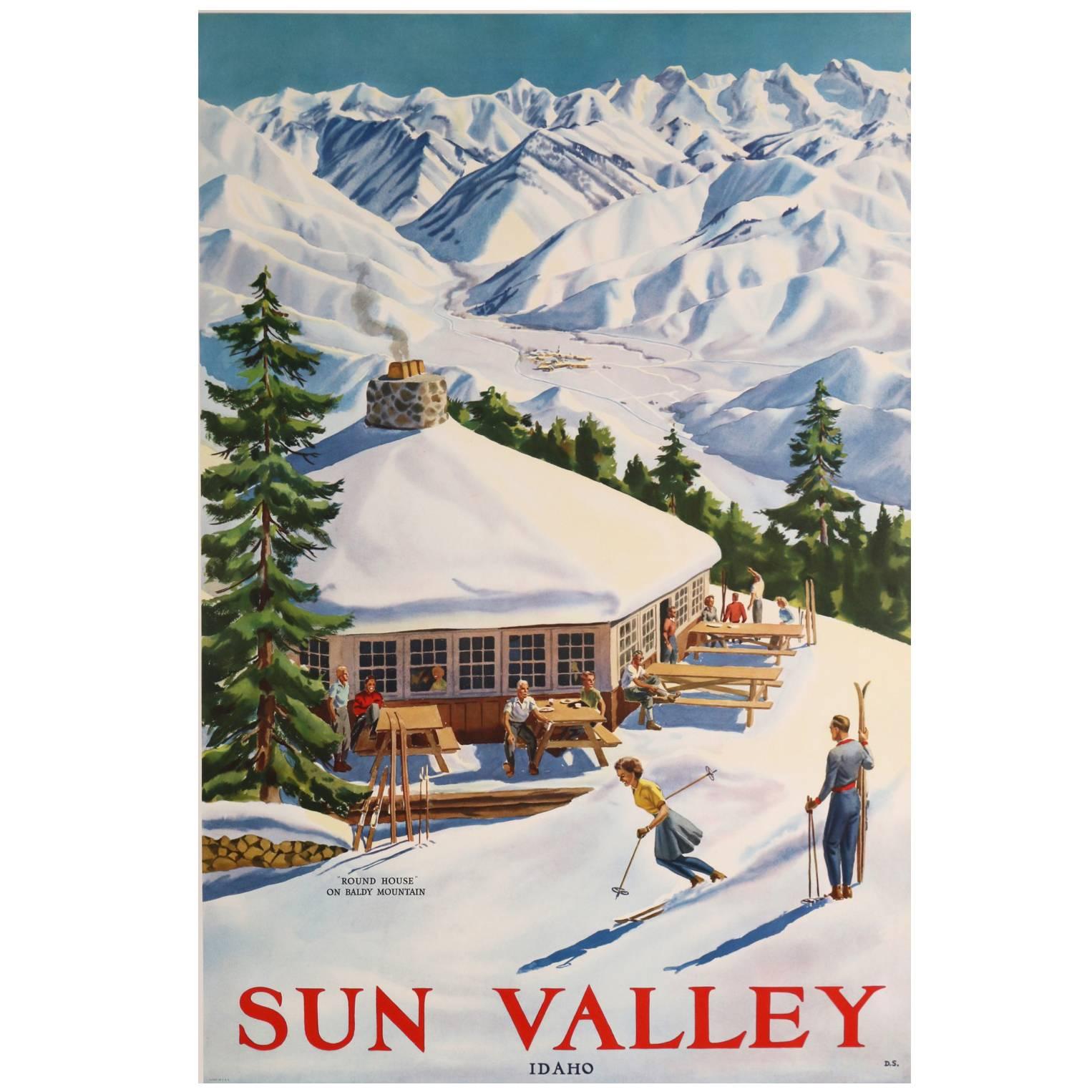 Sun Valley Idaho Original Ski Poster 1940s, Rare and Important For Sale