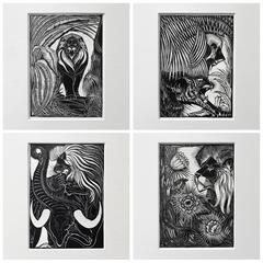 Collection of Five Art Deco Woodprints by Jan Schonk 12