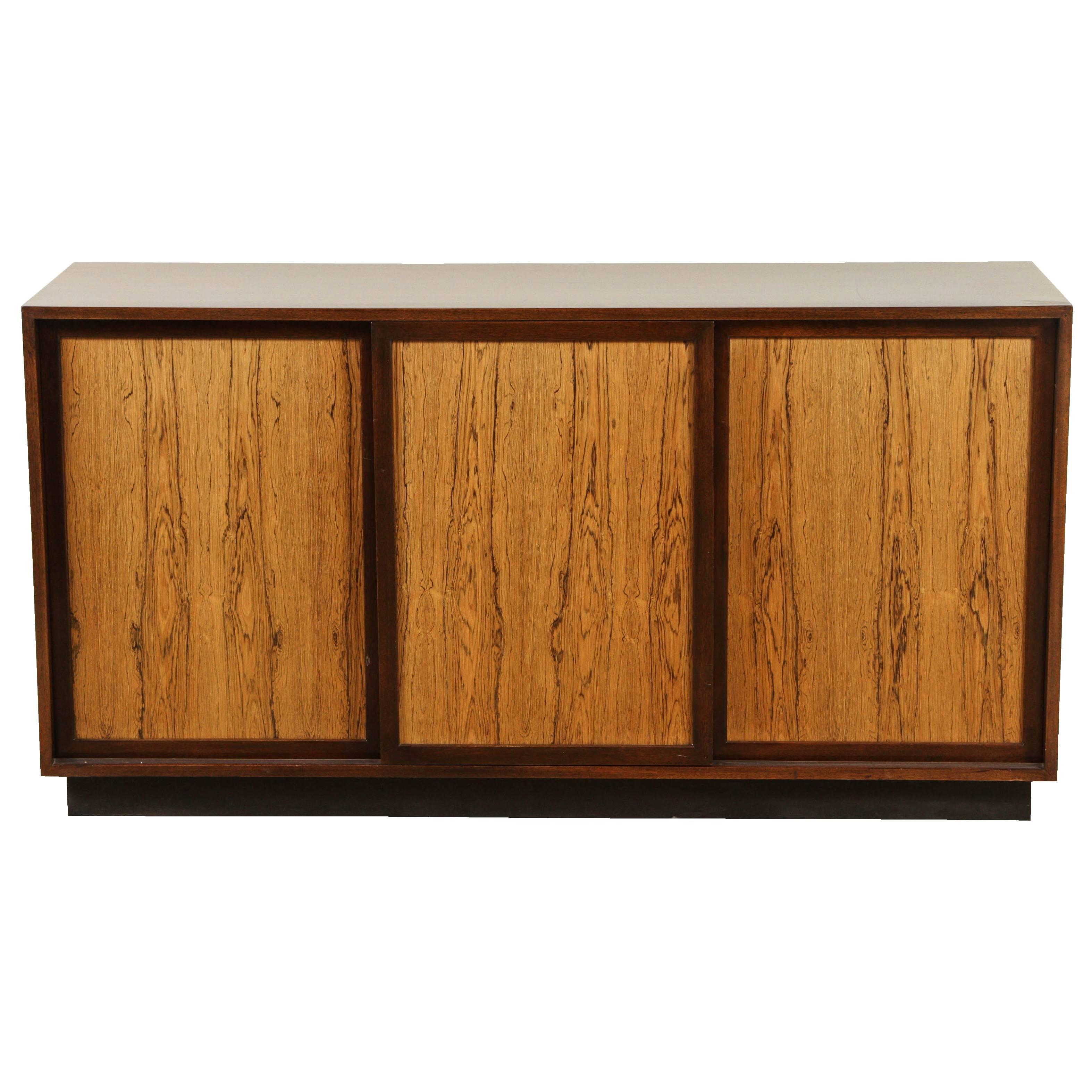 Mahogany and Bleached Rosewood Three-Door Credenza by Harvey Probber