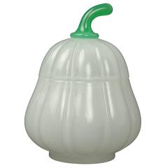 Fine Baccarat White Opaline Art Glass Pear Form Lidded Dresser Jar or Box 1