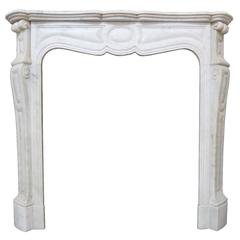 19th Century French Pompadour Carrara Marble Fireplace Mantel