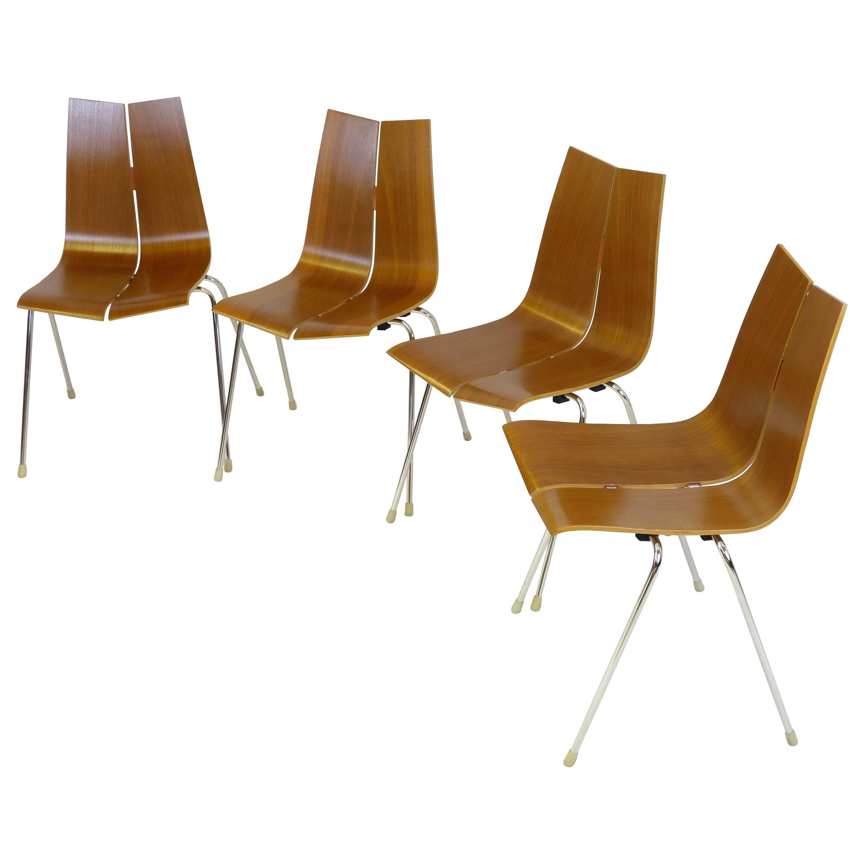 Stacking Chairs Designed by Hans Bellmann, Horgen-Glarus Seat Stool, 1952 For Sale