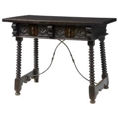 Carved Spanish Walnut Side Table, 17th Century and Later