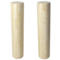 Pair of Mid-20th Century Travertine Pedestals