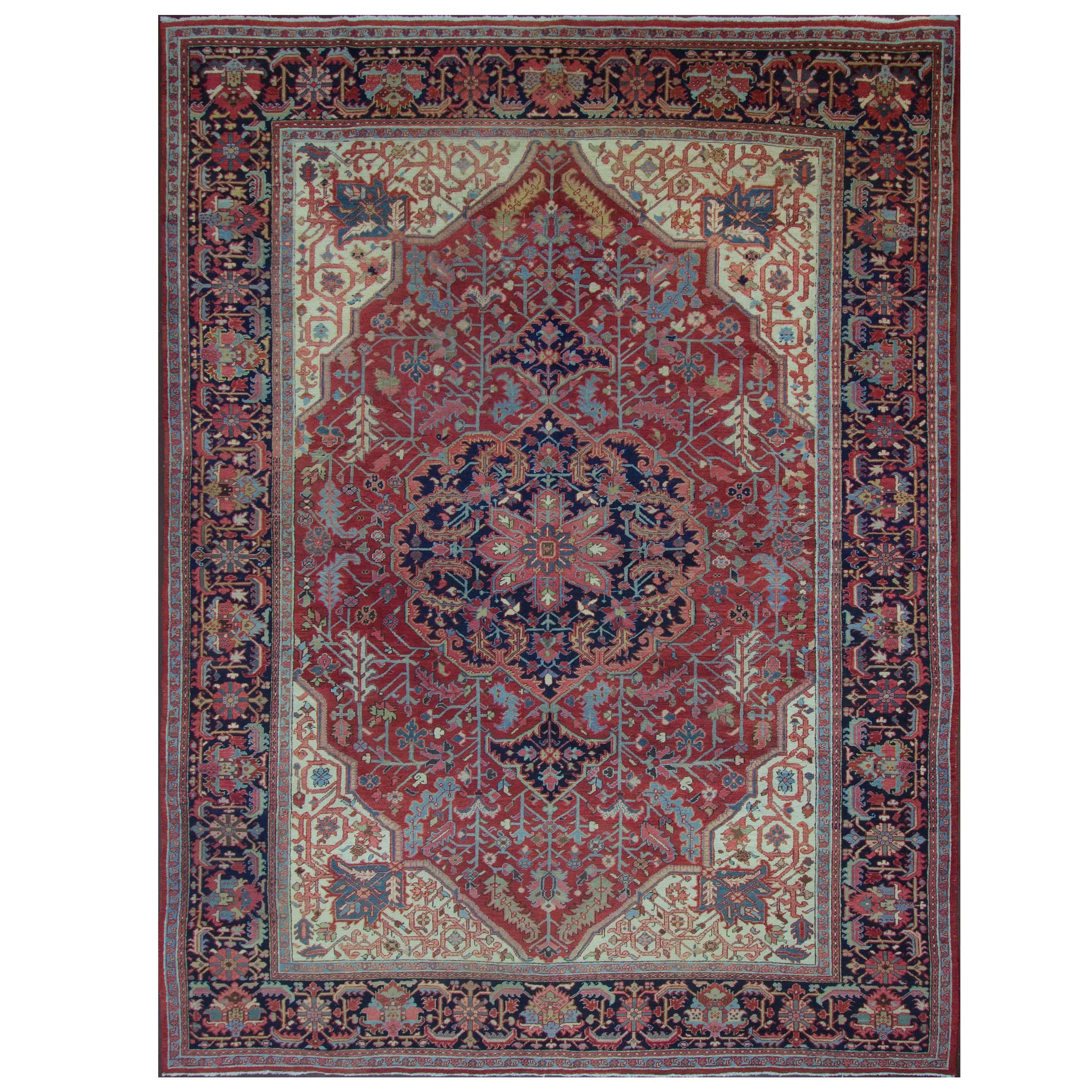 Antique Persian Heriz Carpet, 9'3" x 12'1"