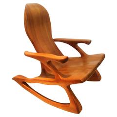  Massive Tall Back Handcrafted American Modern Rocker, 1981 by Kevin DesPlanque