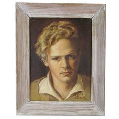 Portrait à l'huile de l'artiste new-yorkais Francis Kughler:: vers les années 1930
