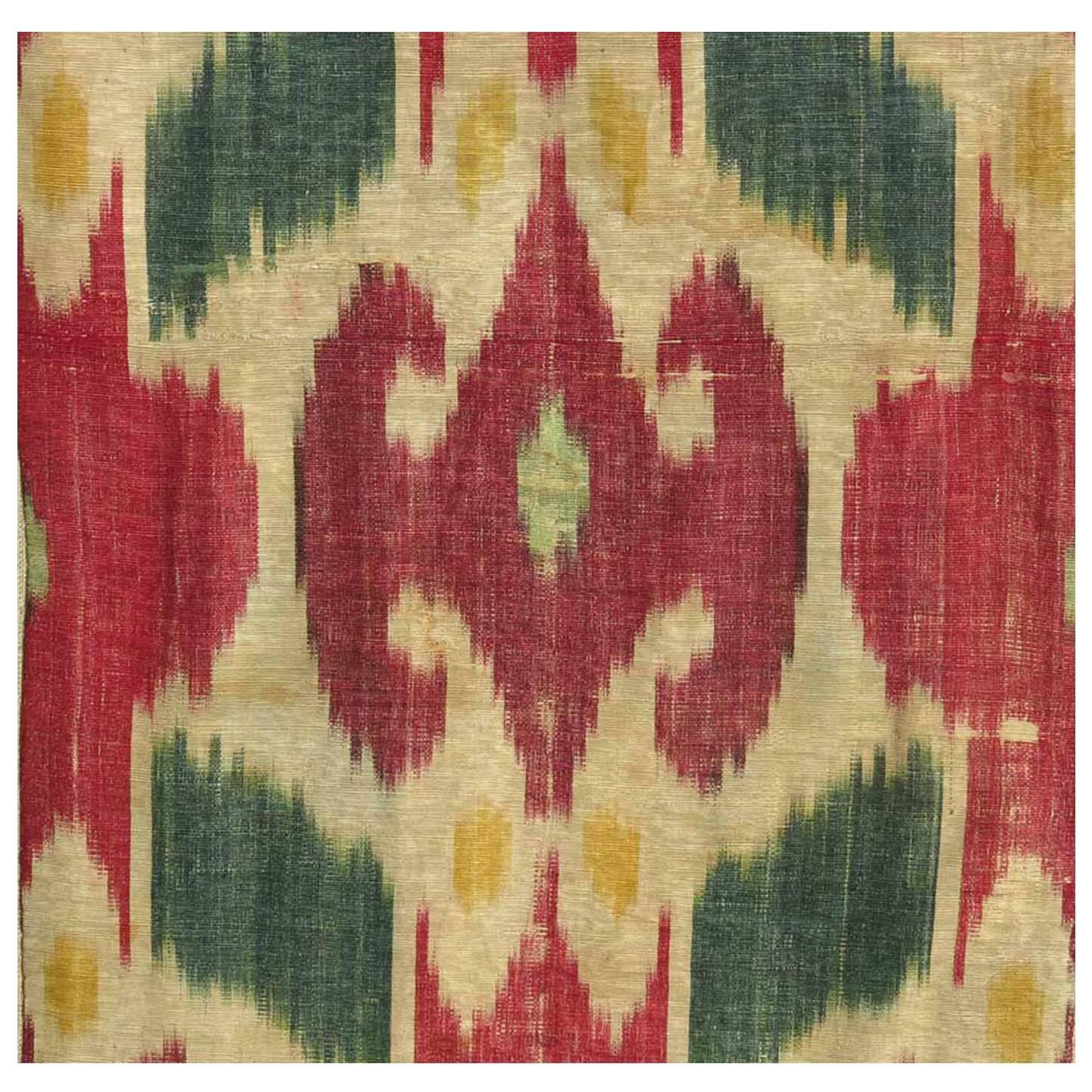 Antique Uzbek Ikat Panel, Central Asia, 19th Century For Sale