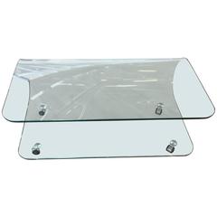 Curved Glass Table on Castors