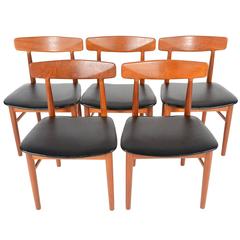 Set of Five Teak Dining Chairs by Dyrlund 