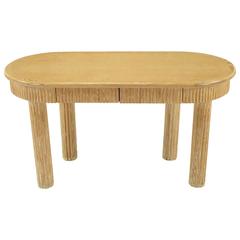 Custom Oval Cerused Oak Writing Desk with Reeded Legs and Apron 3