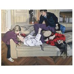 Oil on Canvas "La Bagarre," François Boisrond, 1999