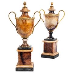 Fine Pair of Ormolu and Marble Mounted Blue John Vases