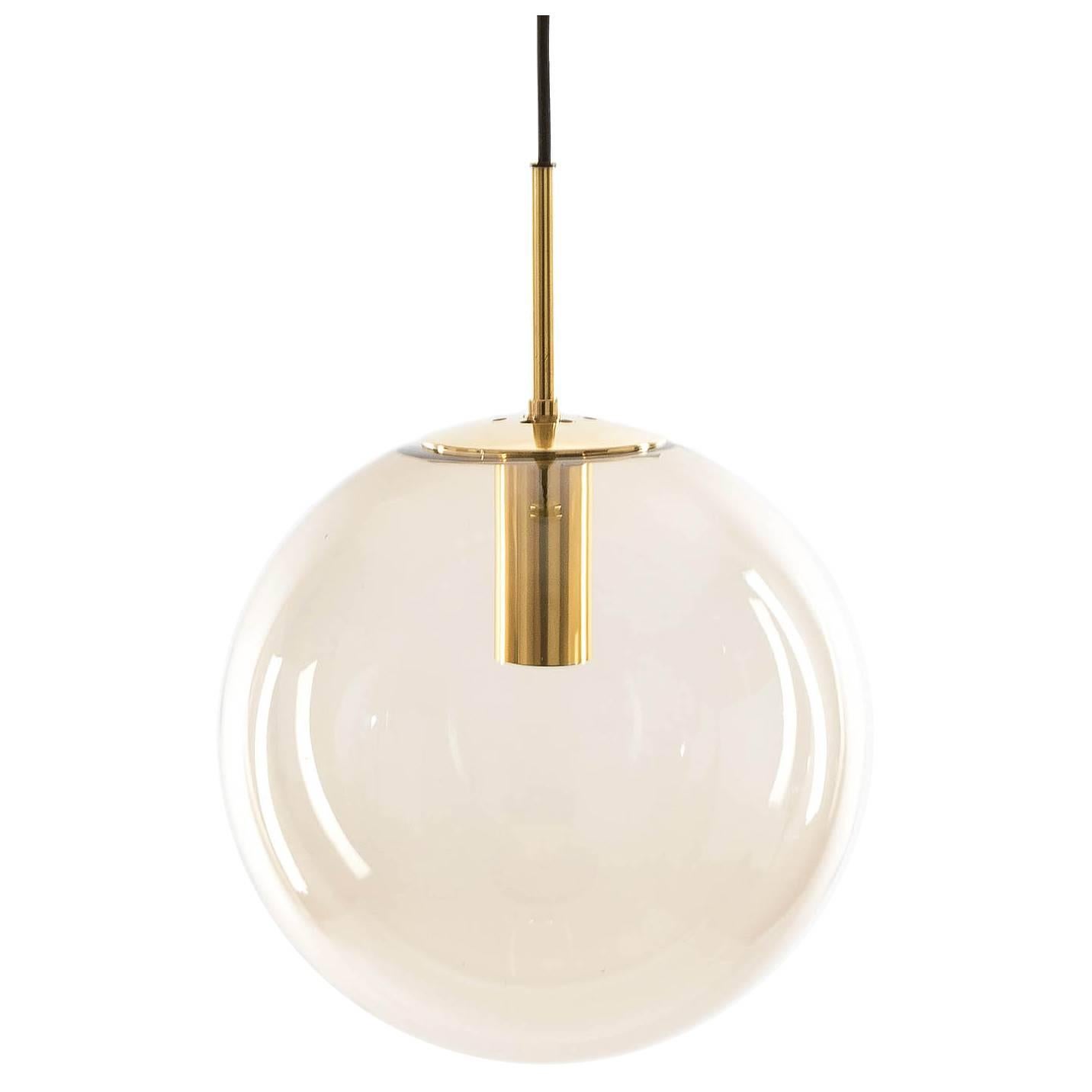 Limburg Globe Pendant Light Brass and Smoked Glass 