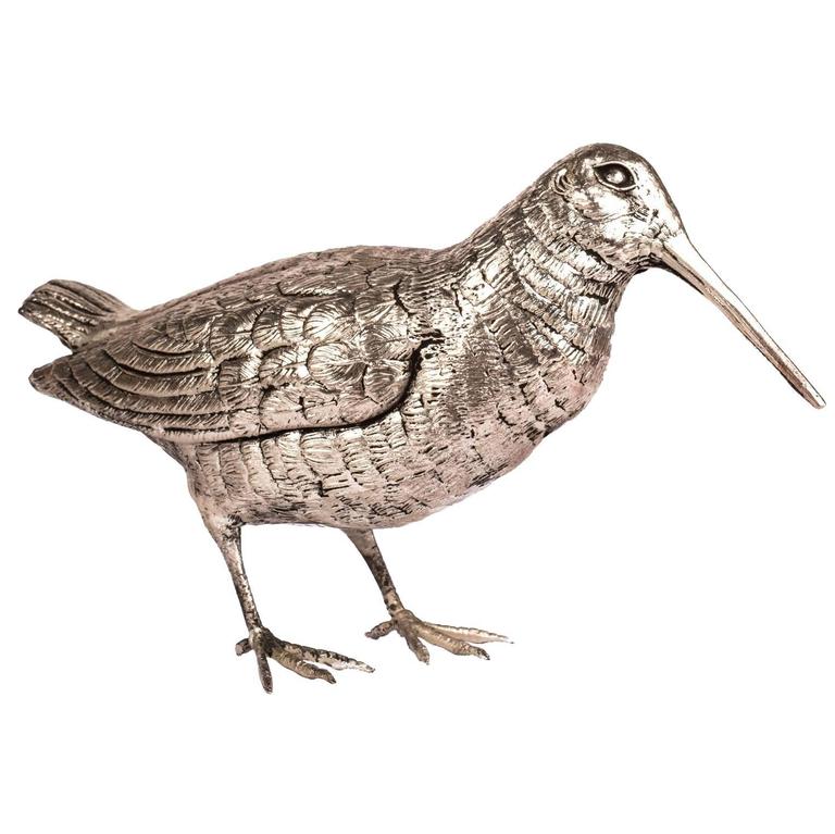 Silver Plated Oyster Catcher Sculpture by Mauro For Sale at 1stDibs