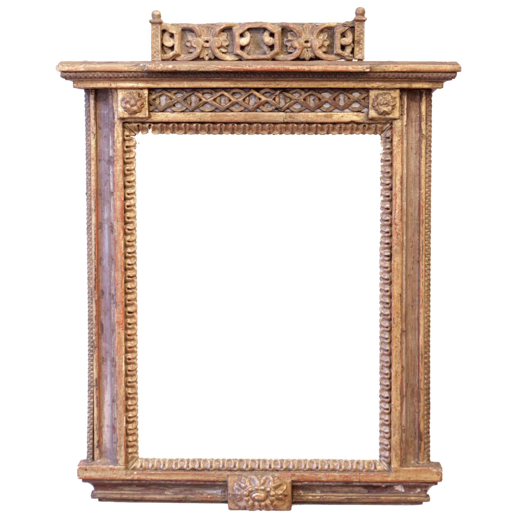 Spectacular 18th Century Venetian Mirror Carved and Polychrome Giltwood For Sale