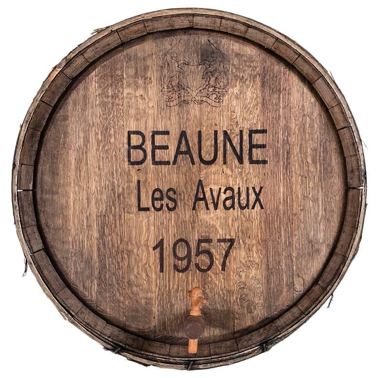 Burgundy Beaune Les Avaux Wine Cask or Barrel Front with Iron Straps and Tap