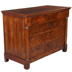 French Empire Walnut Commode, 19th Century