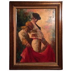 Vintage Large Framed Painting of a Matador