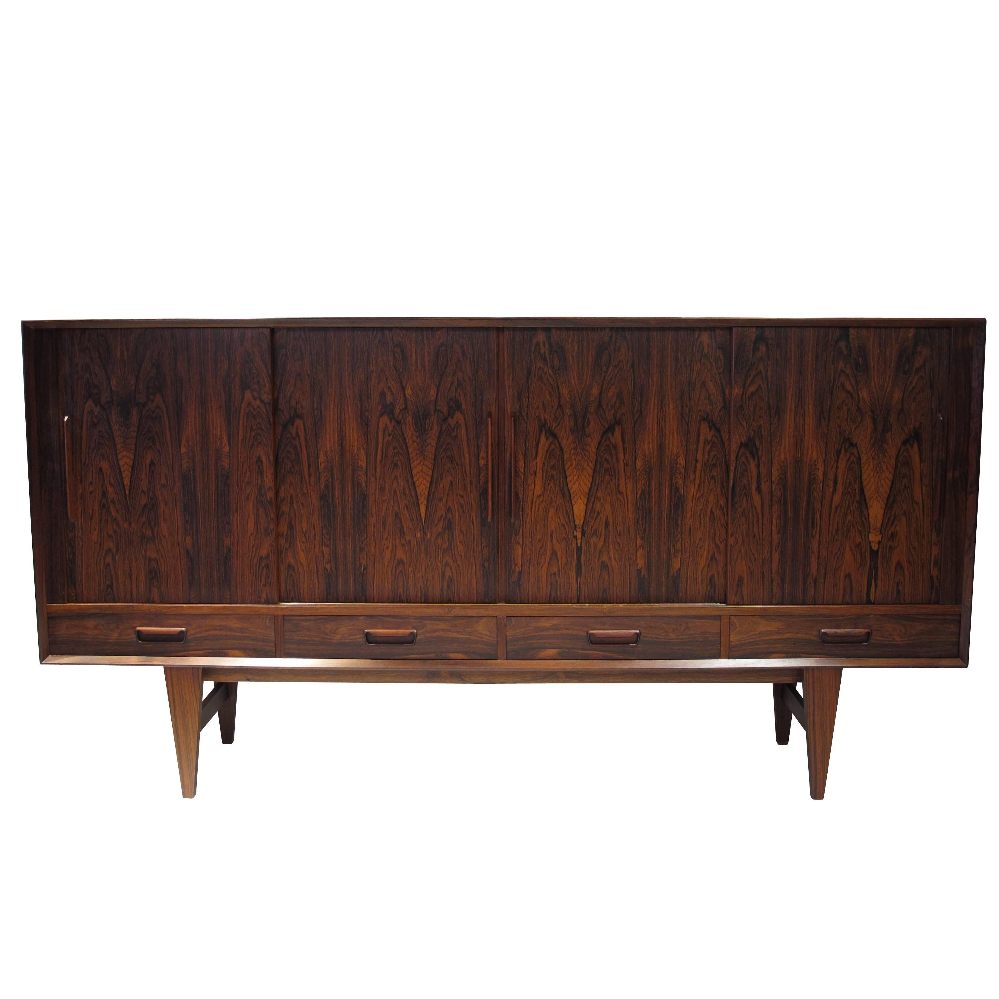 Danish Rosewood Sideboard Credenza with Bar