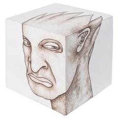 Sculptural Ceramic Stool 'Square Head"