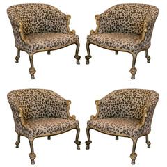Pair of Gilded Leopard Print Rope & Tassel Chairs