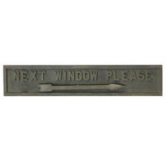 1930s Bank Metal Sign next Window Please 