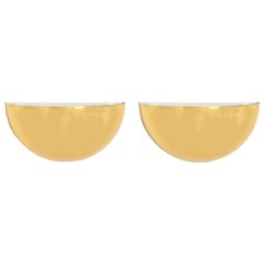 Pair of Half Moon Wall Sconces in Brass
