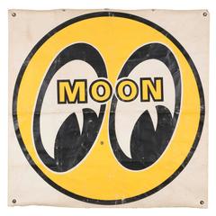 Original Vintage "Moon Eyes" Linen Banner, circa 1960s