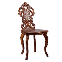 Antique 19th Century Hand-Carved Black Forest Musical Chair