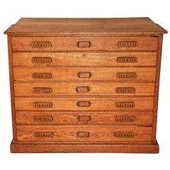 Used American Oak Map or Architect's Chest