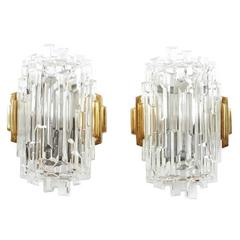 Pair of French Multifaceted Glass Sconces 7