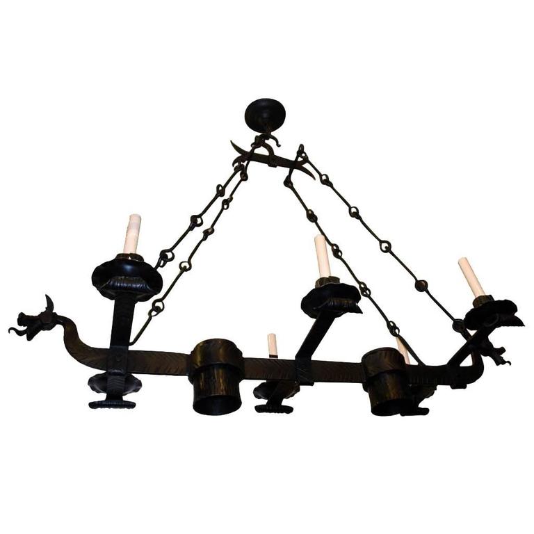 Chandelier Decorated With Dragons For At 1stdibs Iron Horizontal Gothic Chandelier With Dragons