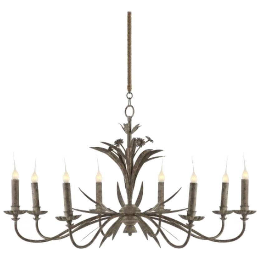 One Pair of Eight-Arm Chandeliers with Grey Zink Finish Mid Century Style 