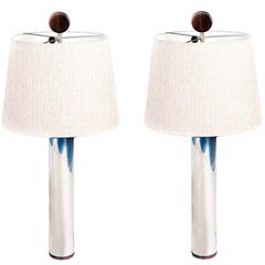 Pair of "J. Hirth" Brazilian Modern Chrome Table Lamps by Sergio Rodrigues