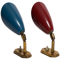 Sconces in Lacquer and Brass, Italian, 1950s 8