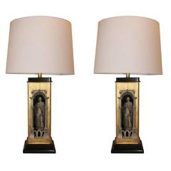 Pair of Classical Modern Lamps, Attributed to Fornasetti