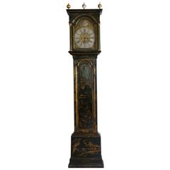 George III Green-Japanned Chinoisserie Tall Case Clock