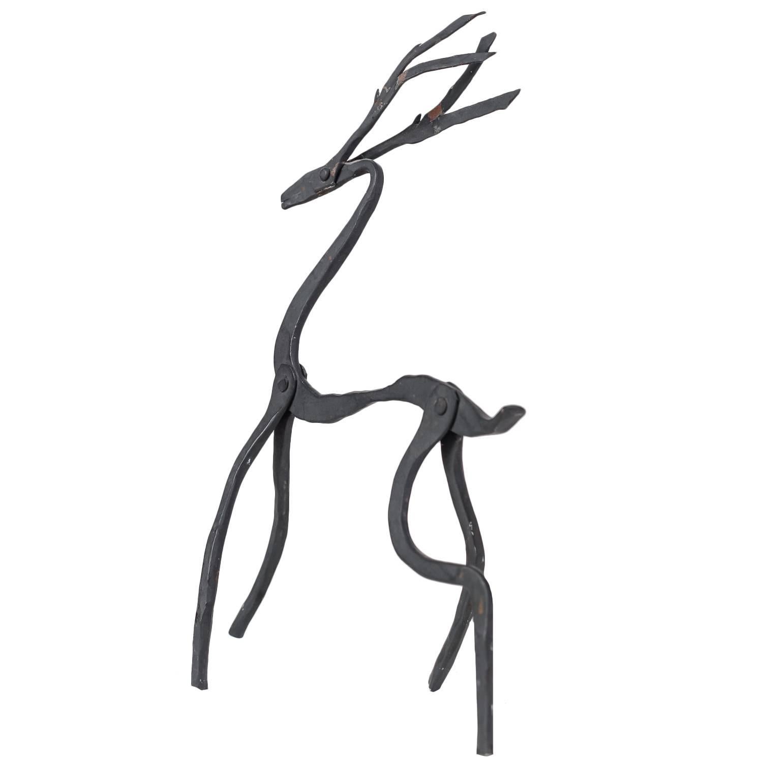 Jean Touret Iron Deer Sculpture for Atelier Marolles, France, 1950s