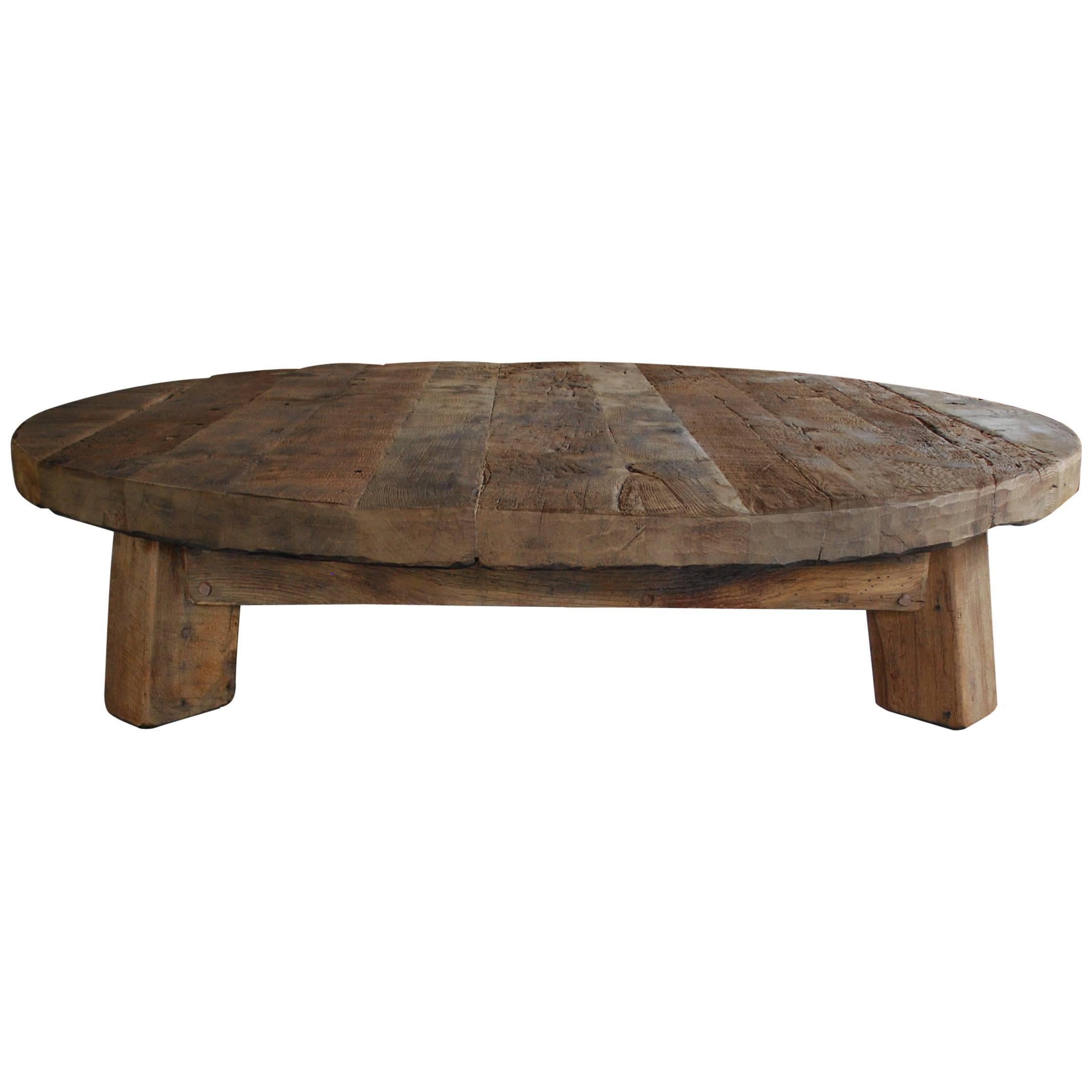 Extremely Large natural cleaned solid oak round Coffee Table / Low Table
