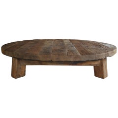 Extremely Large natural cleaned solid oak round Coffee Table / Low Table