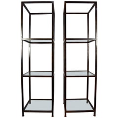 Pair of Monumental Custom Etageres in Glass and Iron 8