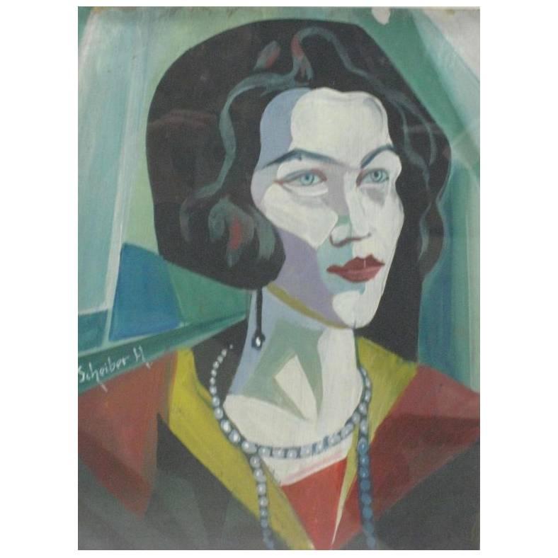 Portrait of an Elegant Woman, Signed Hugo Scheiber For Sale