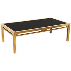 Mid-Century Modern Brass and Black Glass Coffee Table by Guy Lefevre, circa 1960