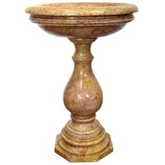 Tall 19th Century Italian Carved Marble Swivel Top Plant Stand on Pedestal Base