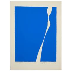 "White on Blue ll" Lithograph 3/35 by Adja Yunkers
